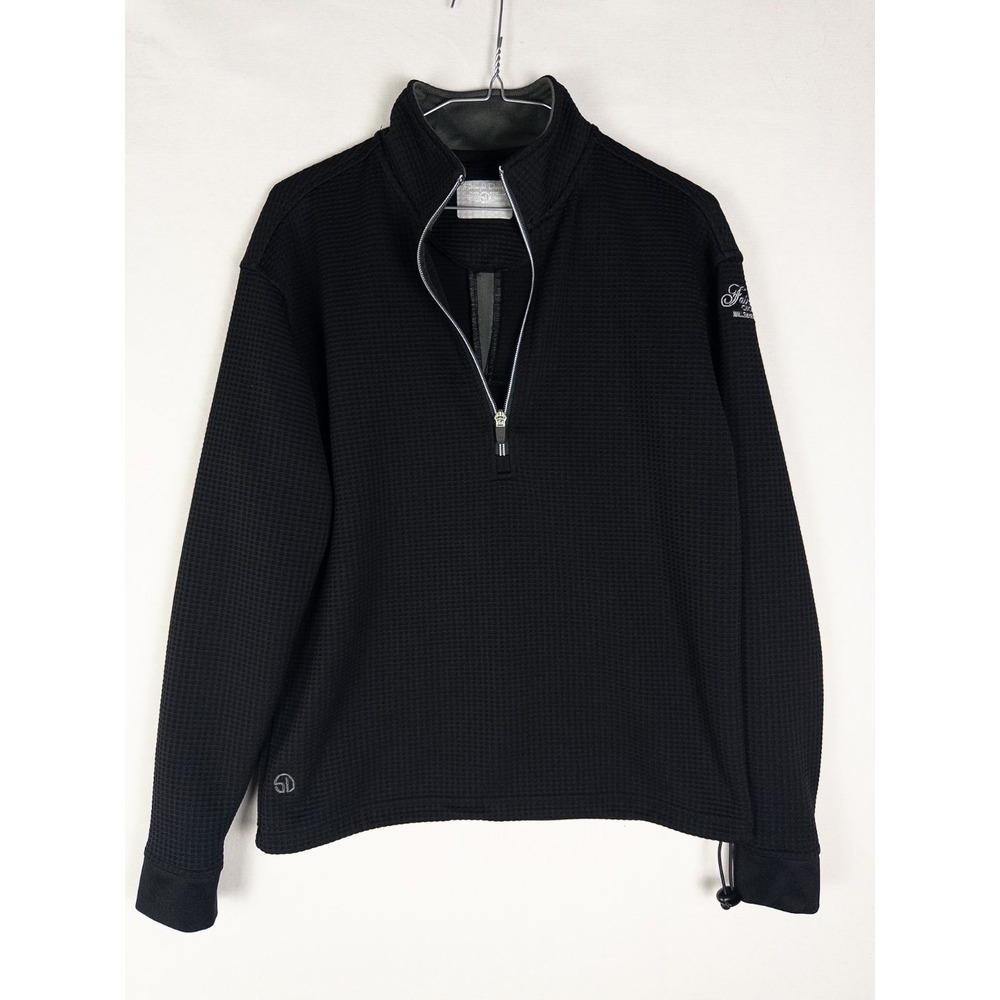 Straight Down Pullover Mens‎ M Black Waffleknit Fairmont Chicago 1/4 Zip Logo